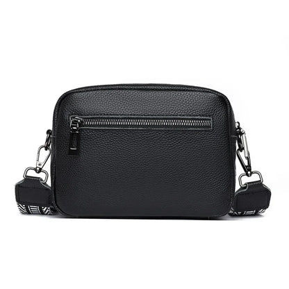 Genuine Leather Women's Crossbody Bag with Fur Charm