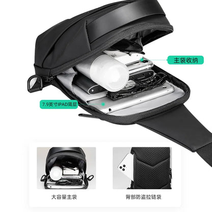 Men S Chest Bag Leisure Sports Shoulder Multi-Function Large Capacity Handheld Cross-Body