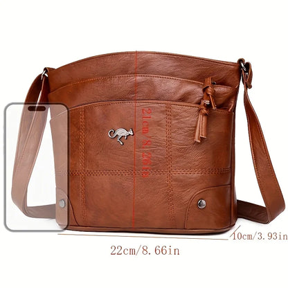 Crossbody Shoulder Bag for Women – Faux Leather Multi-Pocket