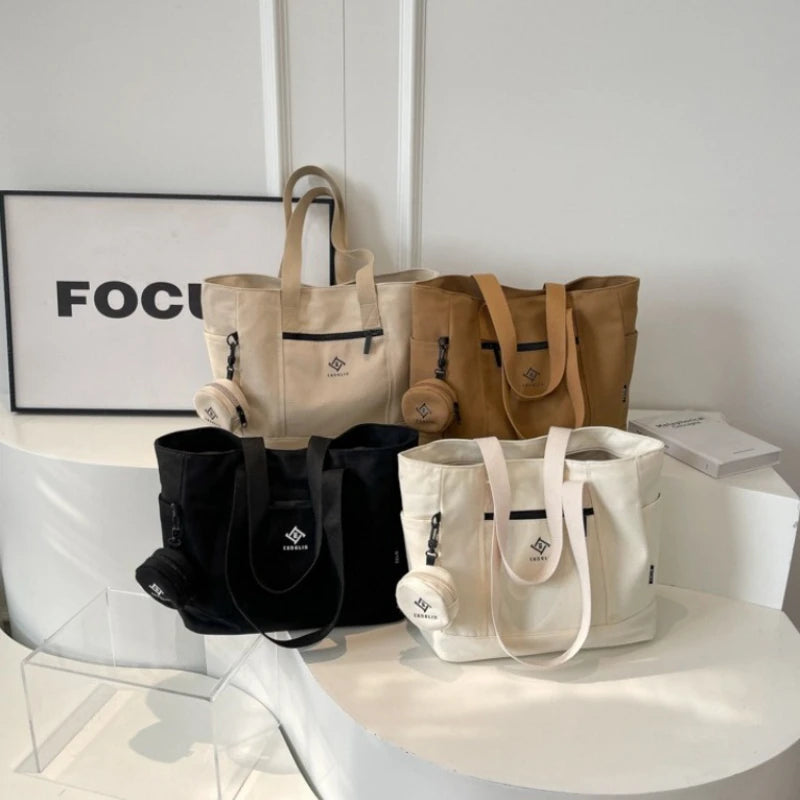 Canvas Tote Bag with Mini Coin Purse – Women’s Shoulder Bag