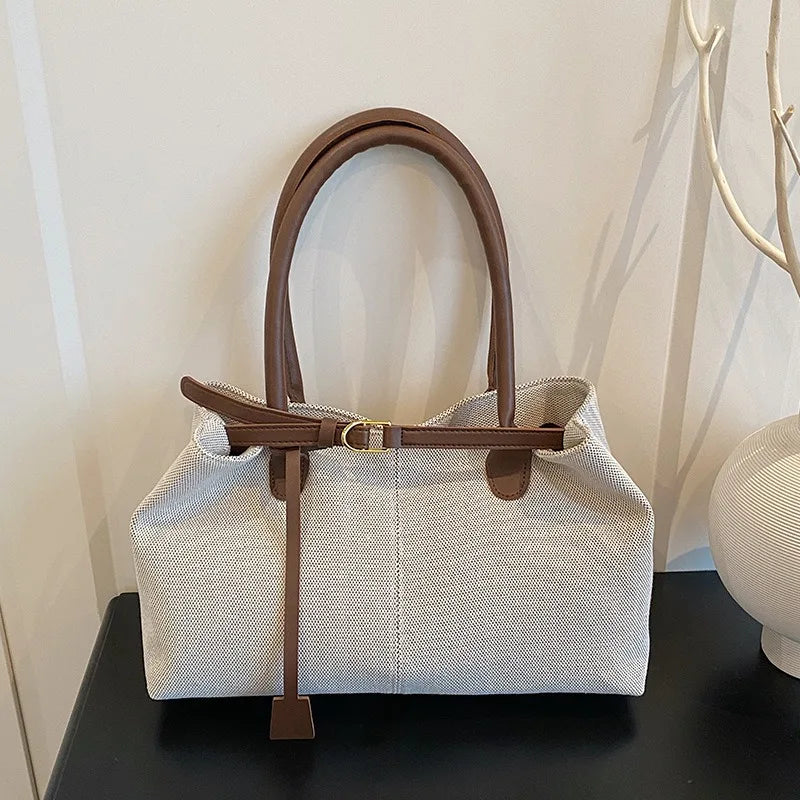 Large Capacity Canvas Tote Bag for Women – Retro Shoulder Handbag