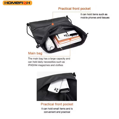 Homefish Lightweight Drawstring Backpack Men Women Sports Fitness Outdoor Leisure Zipper Bag