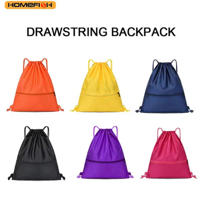 Homefish Men Women Lightweight Drawstring Bag Sports Fitness Outdoor Leisure Backpack Zipper