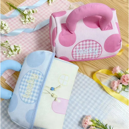 Cute House-Shaped Cosmetic Bag – Padded Handle Makeup Organizer