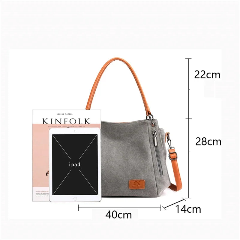 Large Canvas Crossbody Bag for Women