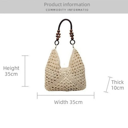 Hollow Out Straw Woven Tote Bag Beach Handbag Bohemian Large Capacity Bucket Shoulder Bags Holiday