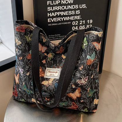 Floral Corduroy Tote Bag – Bohemian Women's Shoulder Shopper