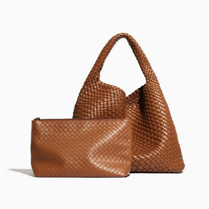 Chic Large Capacity Weave Tote Bag Soft Leather Intrecciato Handbag Shoulder Bags Women S Work