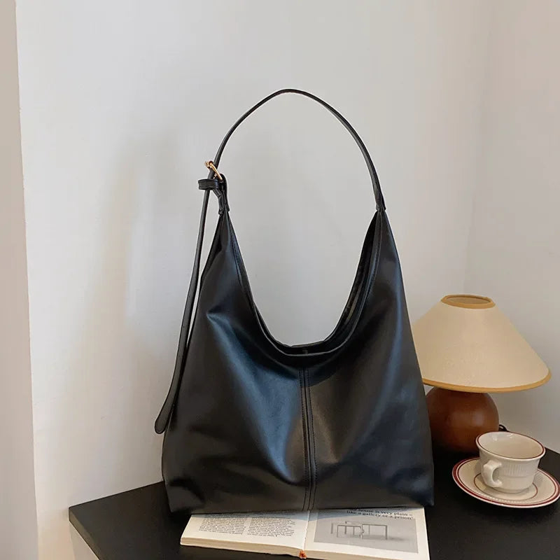 Large Tote Shoulder Bag for Women – Retro Minimalist Style