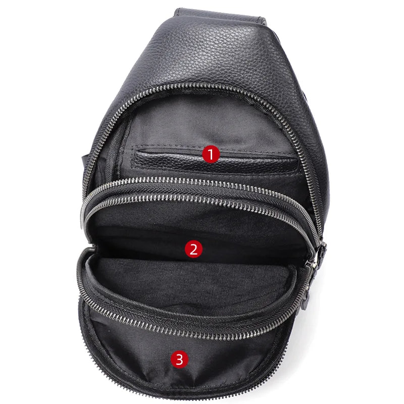 Large-Capacity Men S Chest Bag Genuine Leather Casual Soft Cowhide Men S Single-Shoulder Backpack