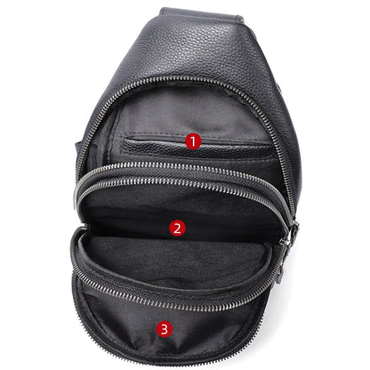 Large-Capacity Men S Chest Bag Genuine Leather Casual Soft Cowhide Men S Single-Shoulder Backpack