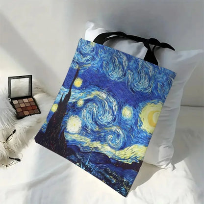 Van Gogh Starry Night Canvas Tote Bag – Art-Inspired Women's Shoulder Bag
