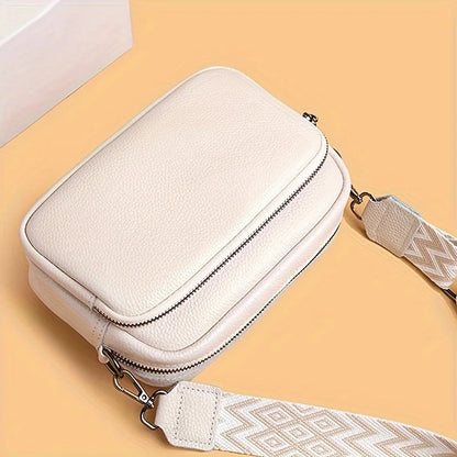 PU Leather Crossbody Bag – Women's Multi-Pocket Shoulder Bag with Wide Strap