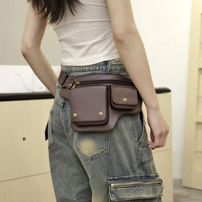 Men S Women Rivet Retro Outdoor Cycling Waist Bag Single-Shoulder Bag