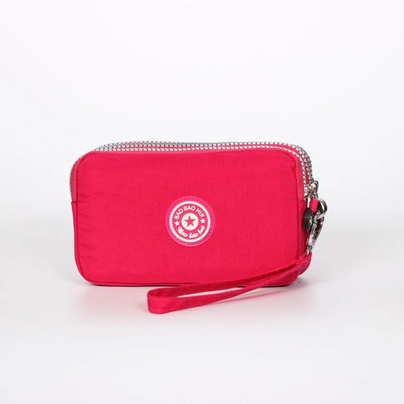 Stylish Jellyfish Print Triple Zipper Phone Bags Compact Canvas Clutch Purse Women S Daily