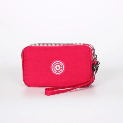 Stylish Jellyfish Print Triple Zipper Phone Bags Compact Canvas Clutch Purse Women S Daily
