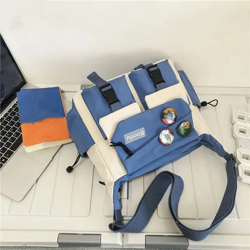 Preppy Casual Nylon Crossbody Bag Men Women Teen Messenger Student Commuter Single Shoulder Bag