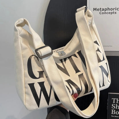 Gentle Woman Canvas Shoulder Bag – Large Crossbody Tote