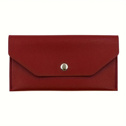 PU Leather Envelope Wallet with Card Holder & Cash Slots