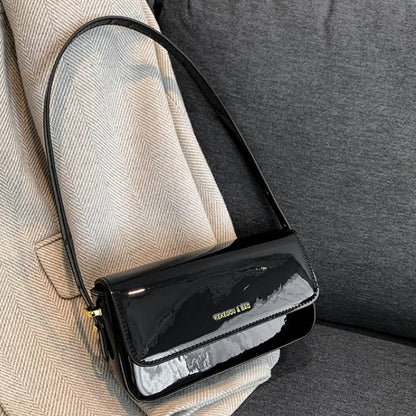 Glossy Patent Leather Crossbody Shoulder Bag for Women