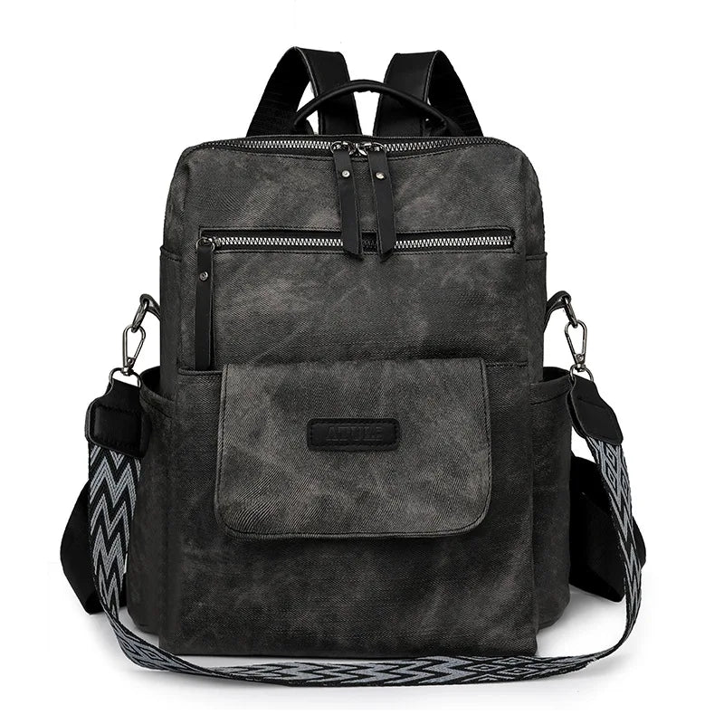 Women's Leather Backpack – Anti-Theft Multi-Pocket Travel Bag