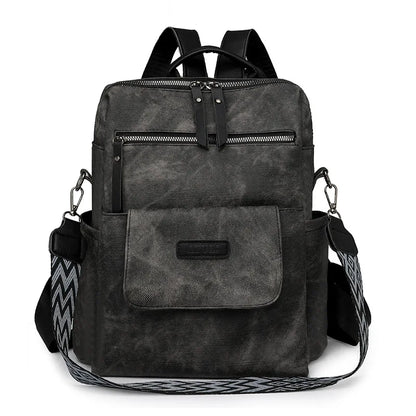 Women's Leather Backpack – Anti-Theft Multi-Pocket Travel Bag