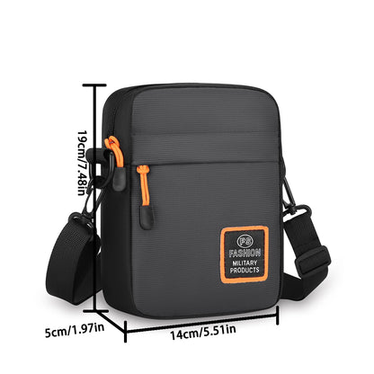 Men S Lightweight Nylon Crossbody Bag Multiple Compartments Zipper Square Adjustable Strap Daily Use