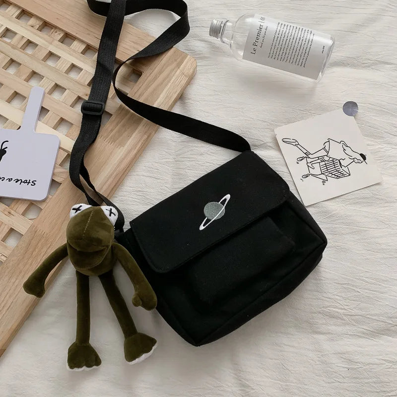 Solid Color Small Canvas Bag Bags Women Messenger Youth Famale Large Capacity Shoulder Cross Ladies