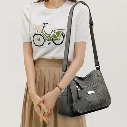 Crossbody Messenger Bag – Vintage Multi-Pocket Shoulder Bag for Women