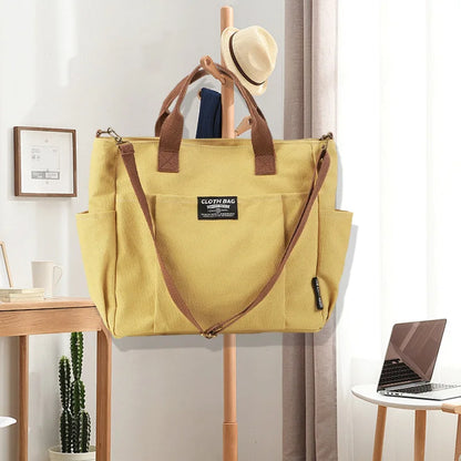 Canvas Tote Bag Large Capacity Multi-Pocket Handbag