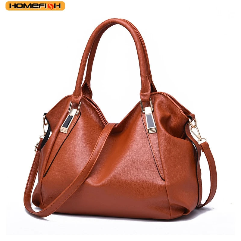 Homefish Casual Women Shoulder Bag Solid Color Soft Large Capacity Crossbody Handbag - Soft