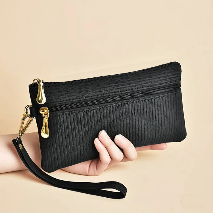 Women Zipper Bag Zero Purse Hand Rope Versatile Mobile Phone Storage Square Large Capacity