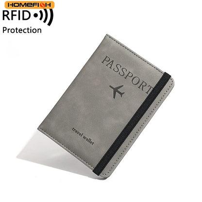 Homefish Women Men Rfid Vintage Business Passport Covers Holder Multi-Function Id Bank Card Pu