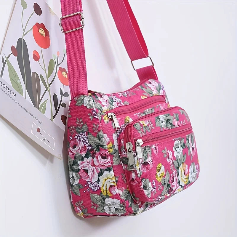Large Capacity Floral Crossbody Shoulder Bag for Women