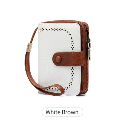 Rfid Anti-Theft Brush Ladies Purse Oil Wax Leather Organ Card Bag European American Retro