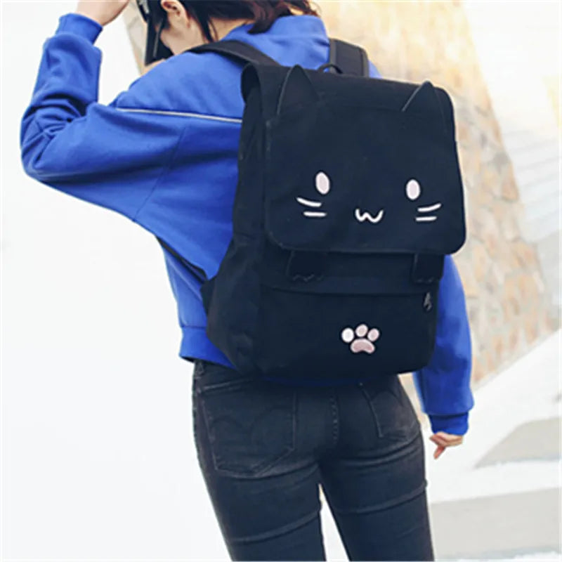 Japanese Stupid Cute 3d Cat Large Capacity Book Bag