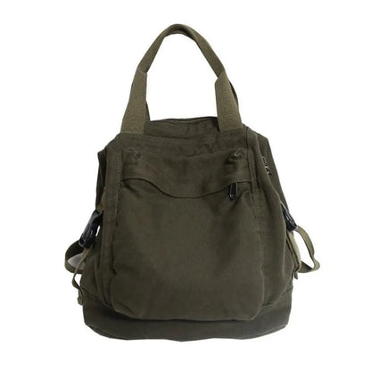 Canvas Daypack for Women – Vintage Multi-Pocket Backpack