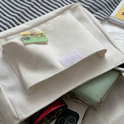 Cute Canvas Crossbody Bag with Pins – Lightweight Shoulder Bag for Women