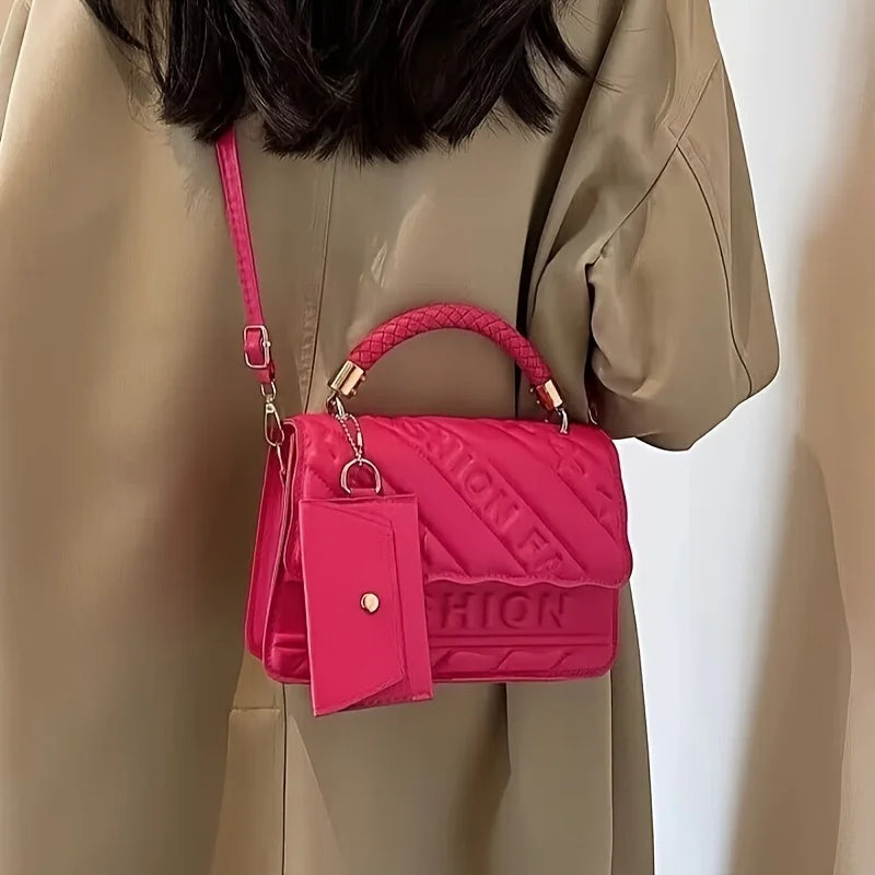 Quilted Shoulder Bag with Mini Coin Pouch – Women's Handbag