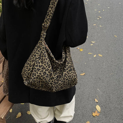 Chic Leopard Print Hobo Bag Soft Tote Shoulder Bags Adjustable Strap - Soft