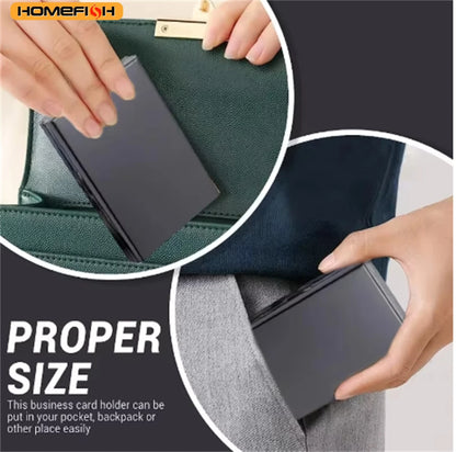 Homefish Slim Stainless Steel Id Card Holder Rfid Anti-Theft Business Card Case 6 Slots