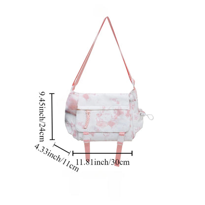 Fashionable Trendy Canvas Color Blocked Mailman Bag Large Capacity Campus Student Trendy Work