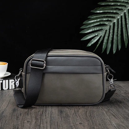 Street Men S Cross-Body Bag Pu Leather Retro Solid Color Shoulder Small Backpack Casual Phone