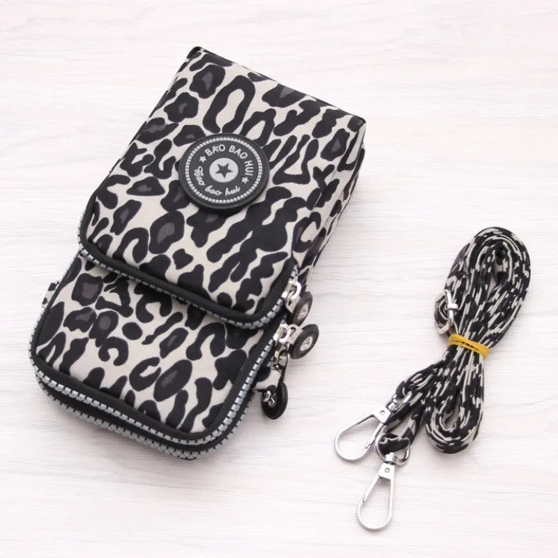 Multi Pattern Printed Crossbody Phone Bag Lightweight Nylon Purse Adjustable Strap Mini Shoulder