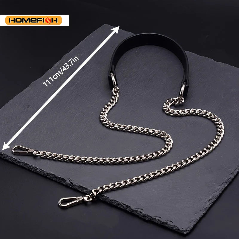 120cm Replacement Metal Bag Chain Strap Pu Leather Shoulder Strap Diy Handbag Crossbody Bag
