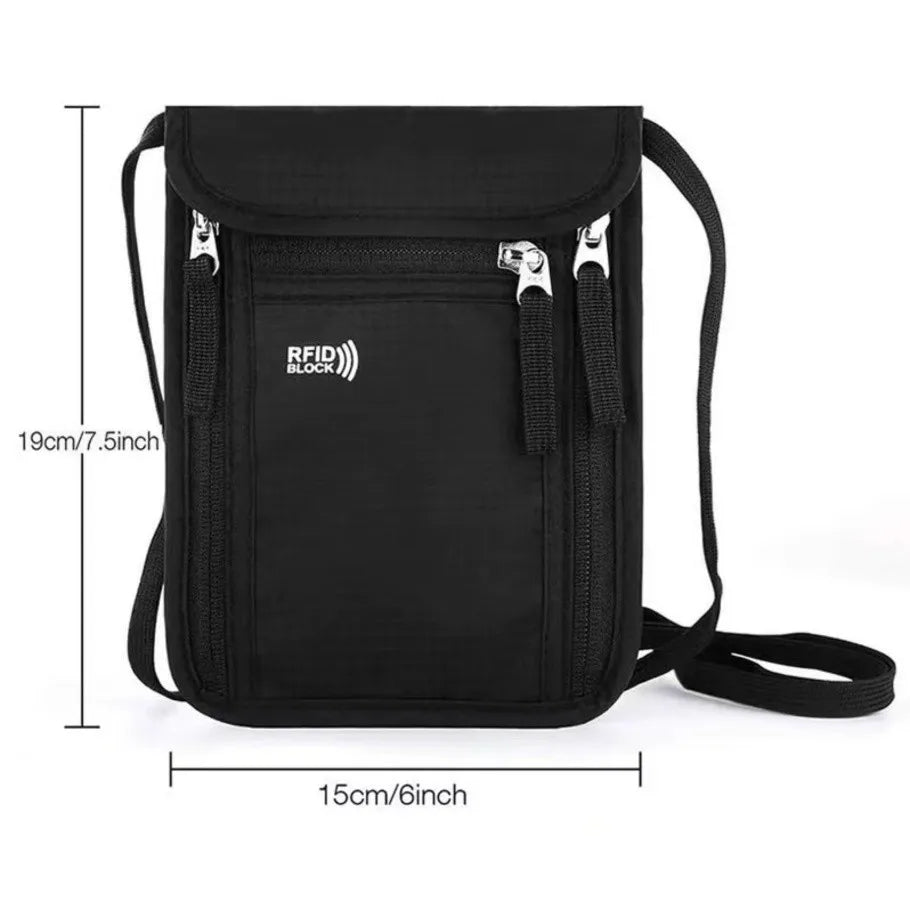 Homefish Rfid Blocking Passport Wallet Family Travel Document Organizer Neck Strap Holder Storage