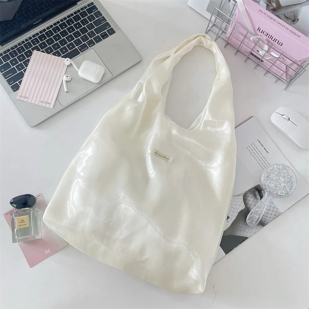 Fairy Bag Flexible Large Capacity Handbag Underarm Lightweight Satin Tote Stylish Accessory Shopping