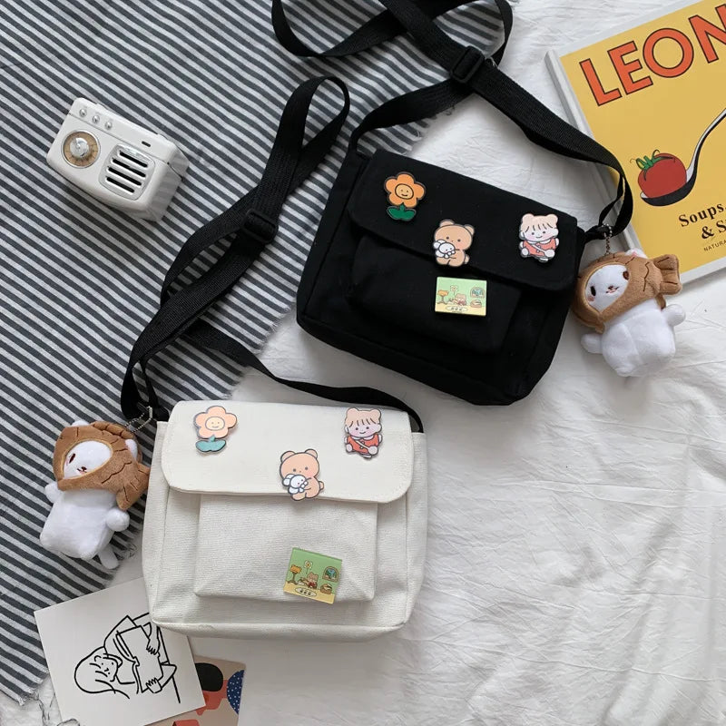 Cute Small Canvas Bag Female Crossbody Bags Girls Women Handbags Shoulder Ladies Cellphone Diagonal