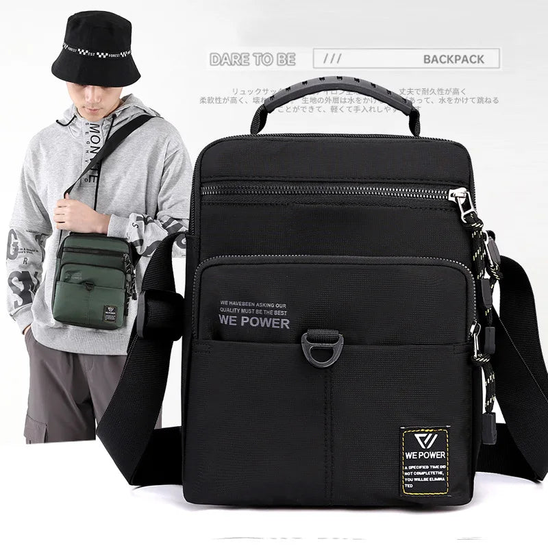 Men S Shoulder Bag Casual Crossbody Waterproof Nylon Large Capacity Outdoor Messenger - Waterproof