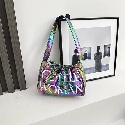Stylish Dumpling Bag Small Letter Underarm Bag Super Light Shoulder Bag Colorful Upgraded Bubble